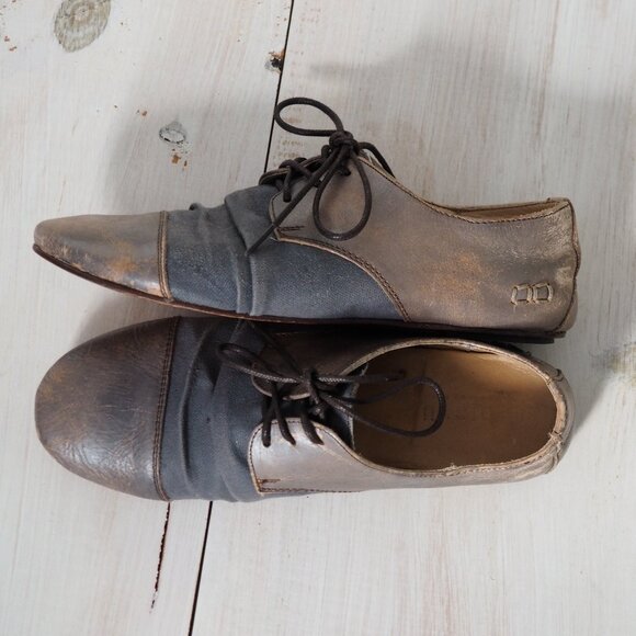 BED STU Rumba Silver Lux oxford distressed scrunched boho gray leather flats 8.5 - Picture 10 of 12